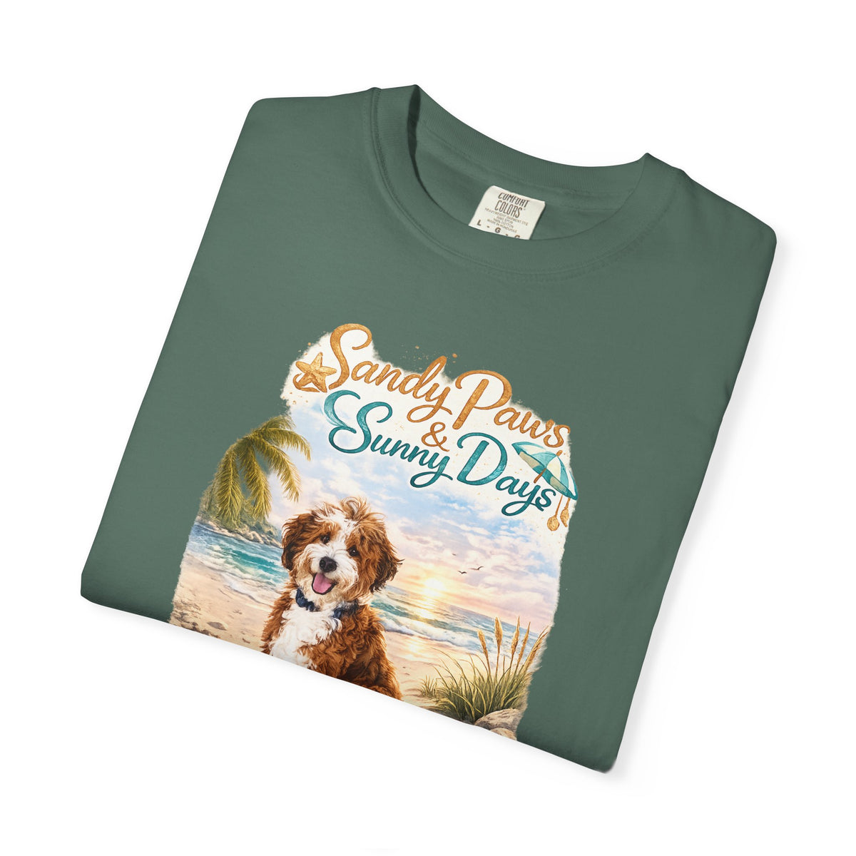 Sandy Paws Sunny Days T-Shirt — Unisex Comfort Colors Graphic Tee