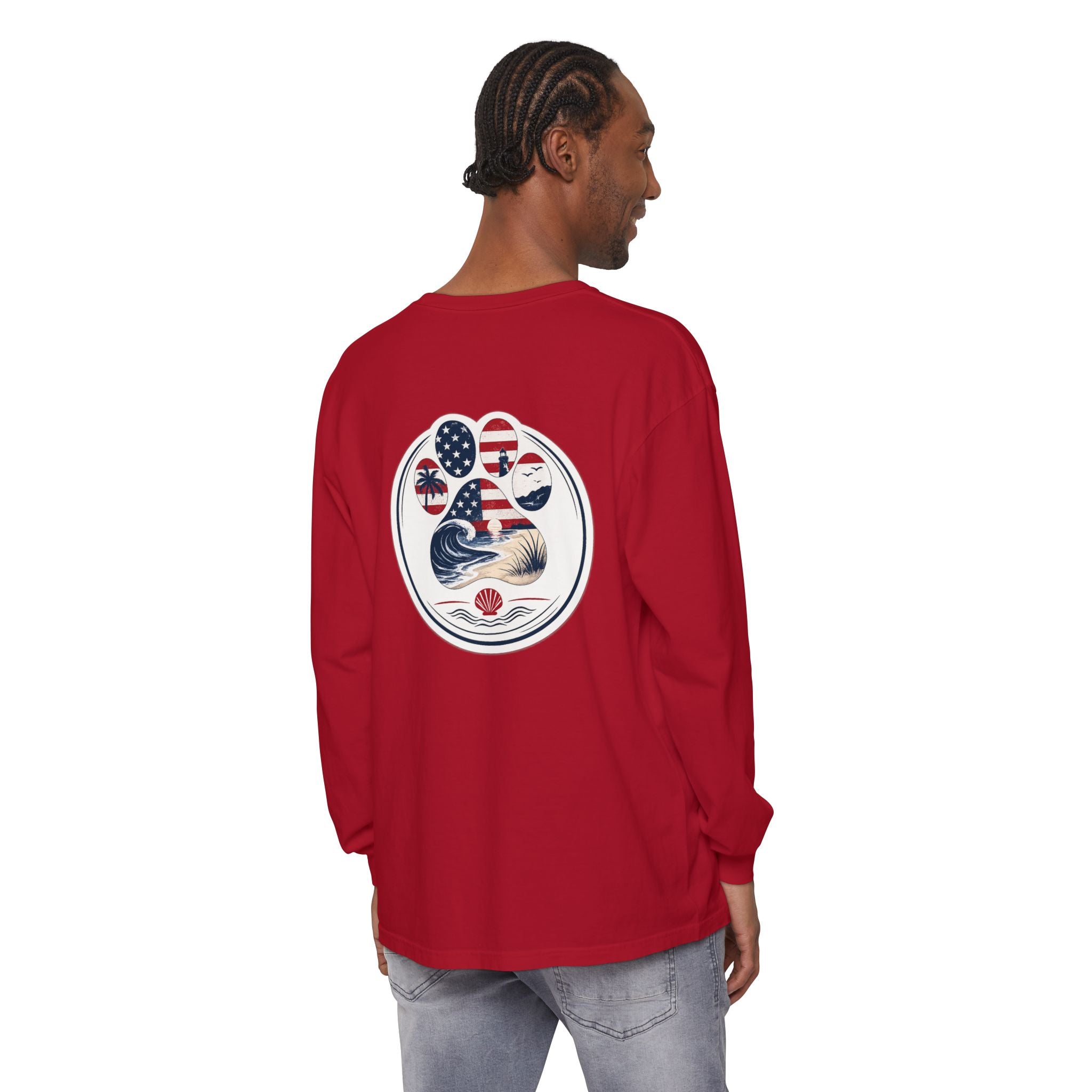 Patriotic Coast & Paws Signature Long Sleeve T‑Shirt