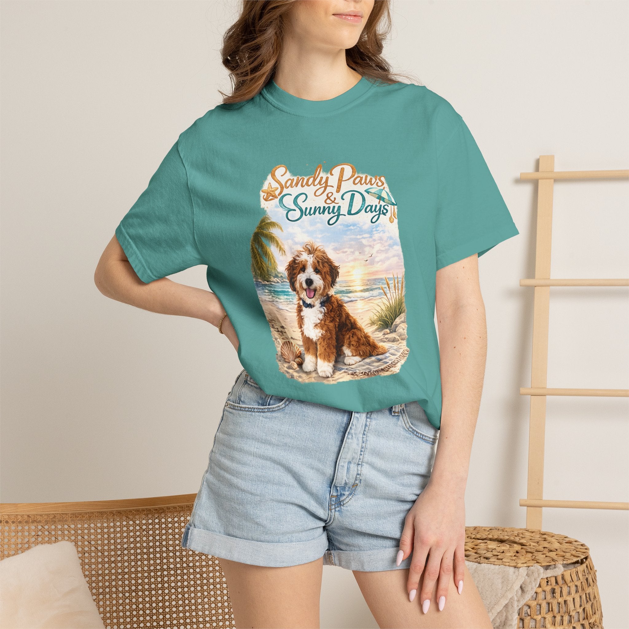 Sandy Paws Sunny Days T-Shirt — Unisex Comfort Colors Graphic Tee