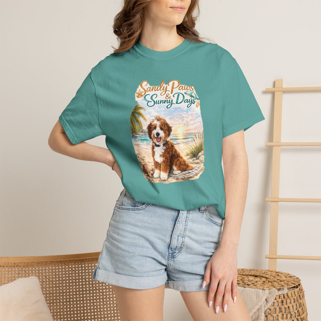 Sandy Paws Sunny Days T-Shirt — Unisex Comfort Colors Graphic Tee