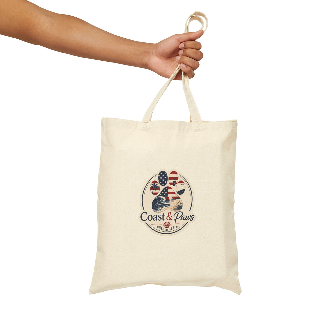 Coast & Paws American Flag Tote — Canvas Grocery & Beach Bag