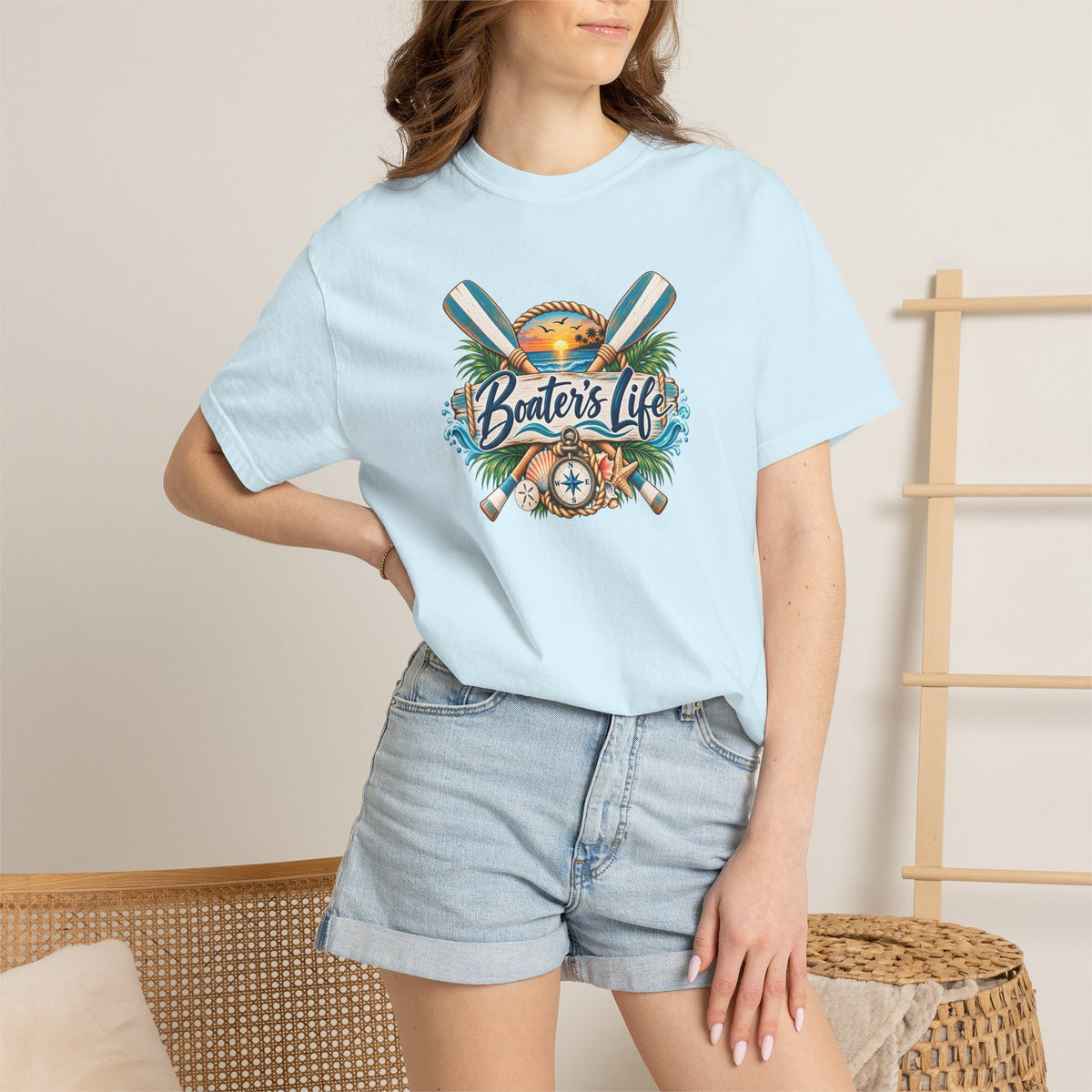 Boater's Life T-Shirt — Nautical Oars & Compass Beach Tee