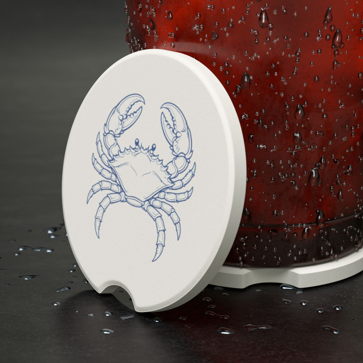 Crab Illustration Soapstone Car Coaster