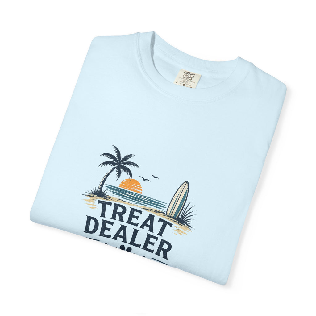 Treat Dealer Beach T-Shirt — Cute Dog Paw Surf Graphic