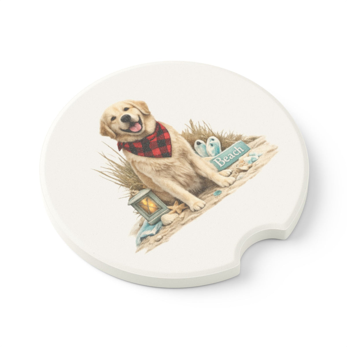 Yellow Lab Beach Soapstone Car Coaster