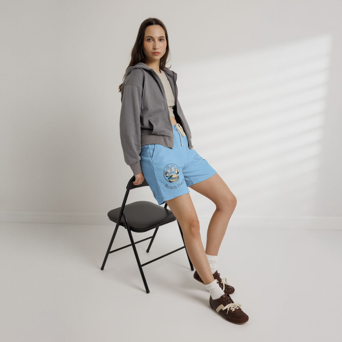 Beach Days Paw-Print Sweat Shorts — Lightweight Fleece Summer Lounge Shorts