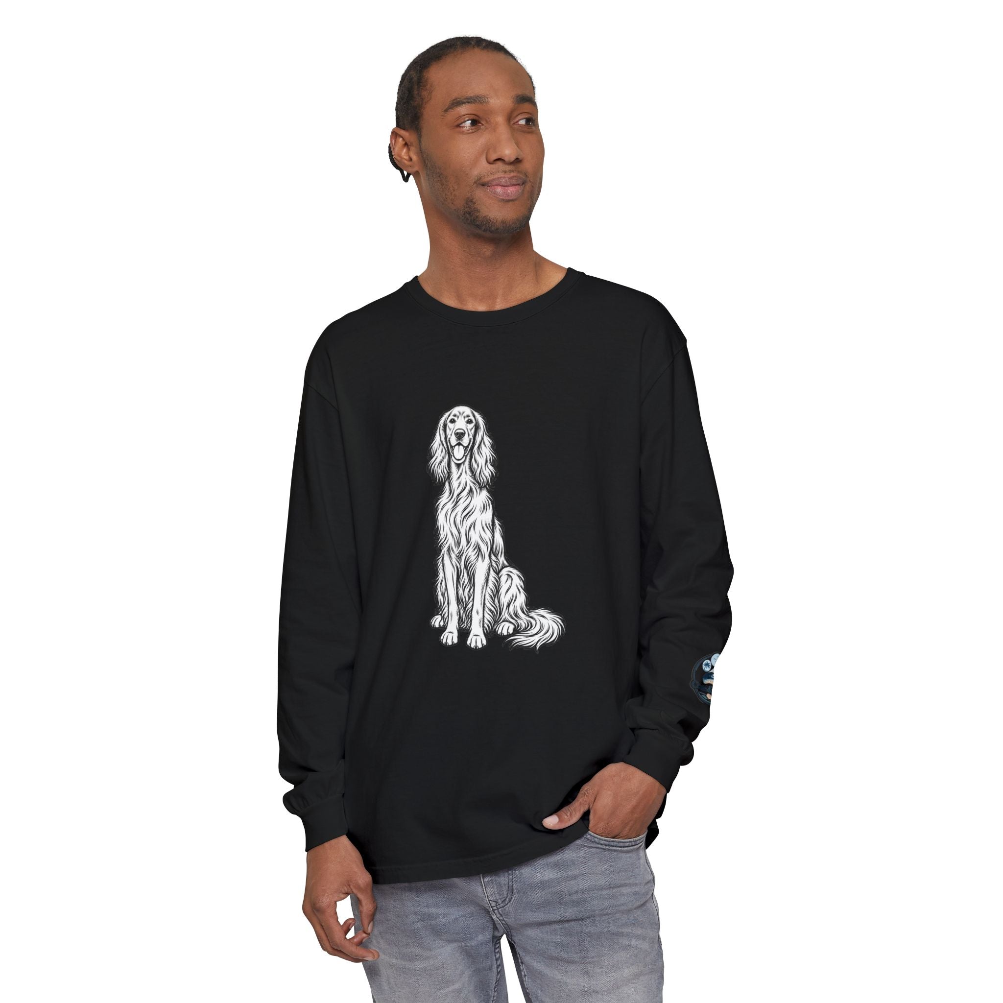 Irish Setter Unisex Long-Sleeve Tee with Coast & Paws logo on sleeve