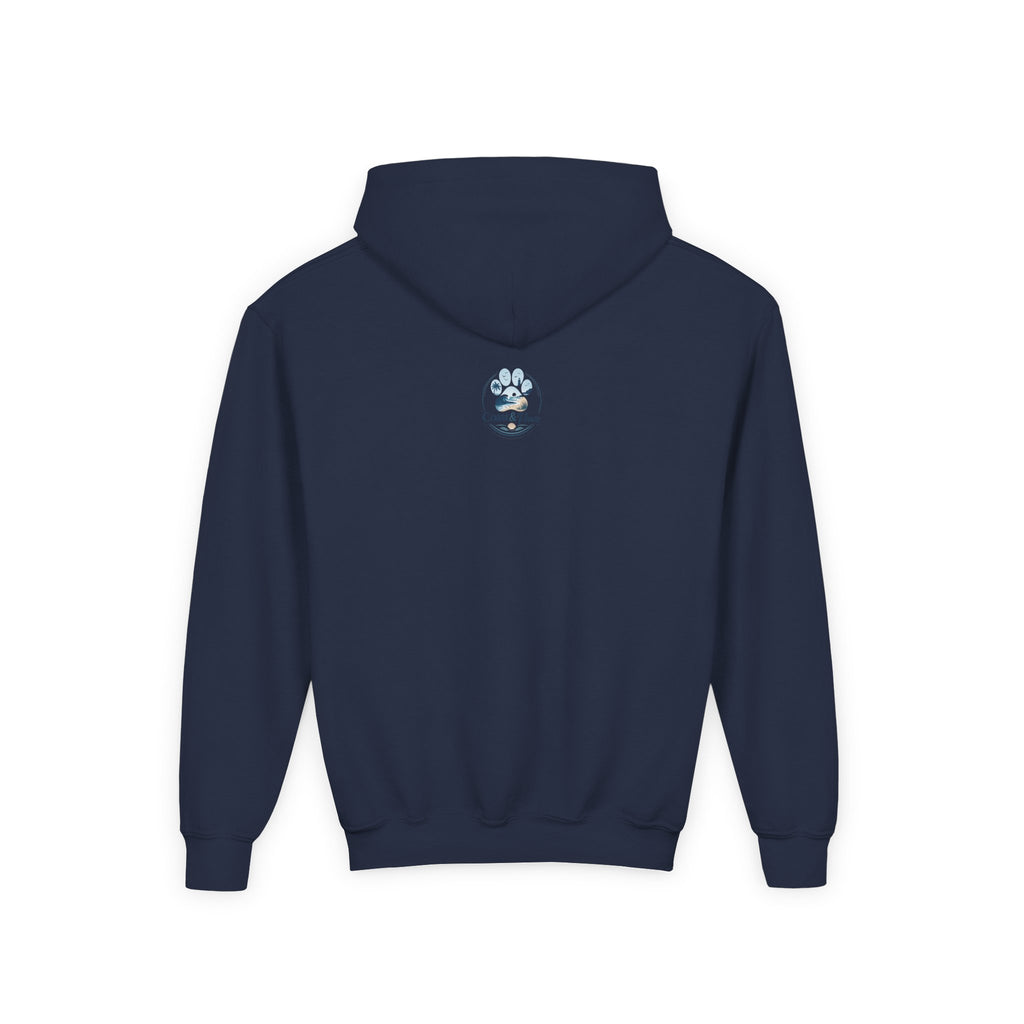Youth Hoodie — "Sea Side Nap" Cat Beach Graphic Sweatshirt