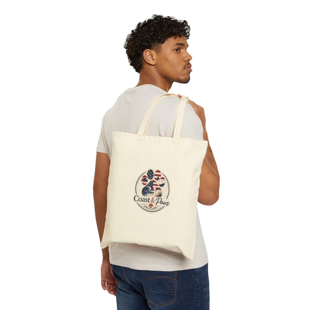 Coast & Paws American Flag Tote — Canvas Grocery & Beach Bag