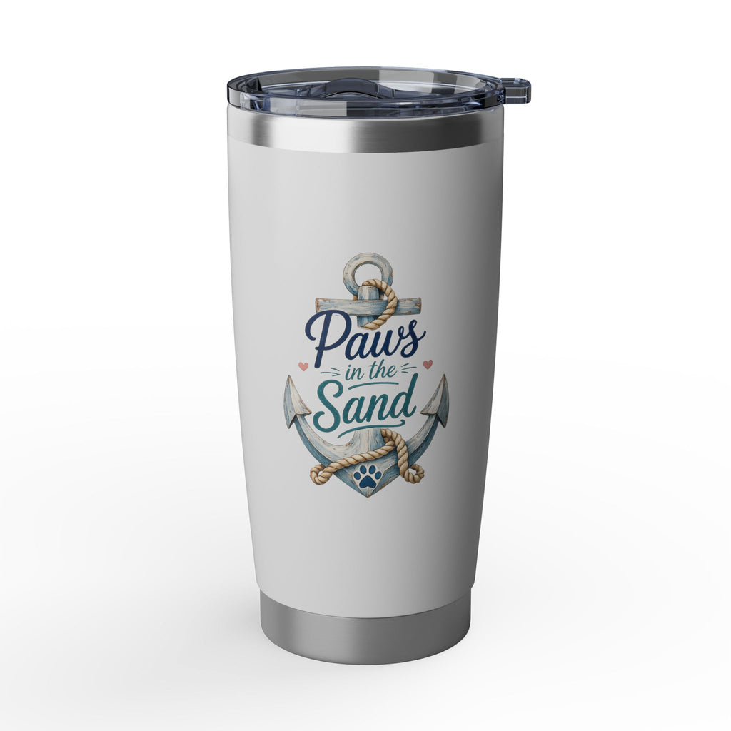Paws & Sand 20oz Travel Tumbler — Nautical Anchor Dog Paw Insulated Cup