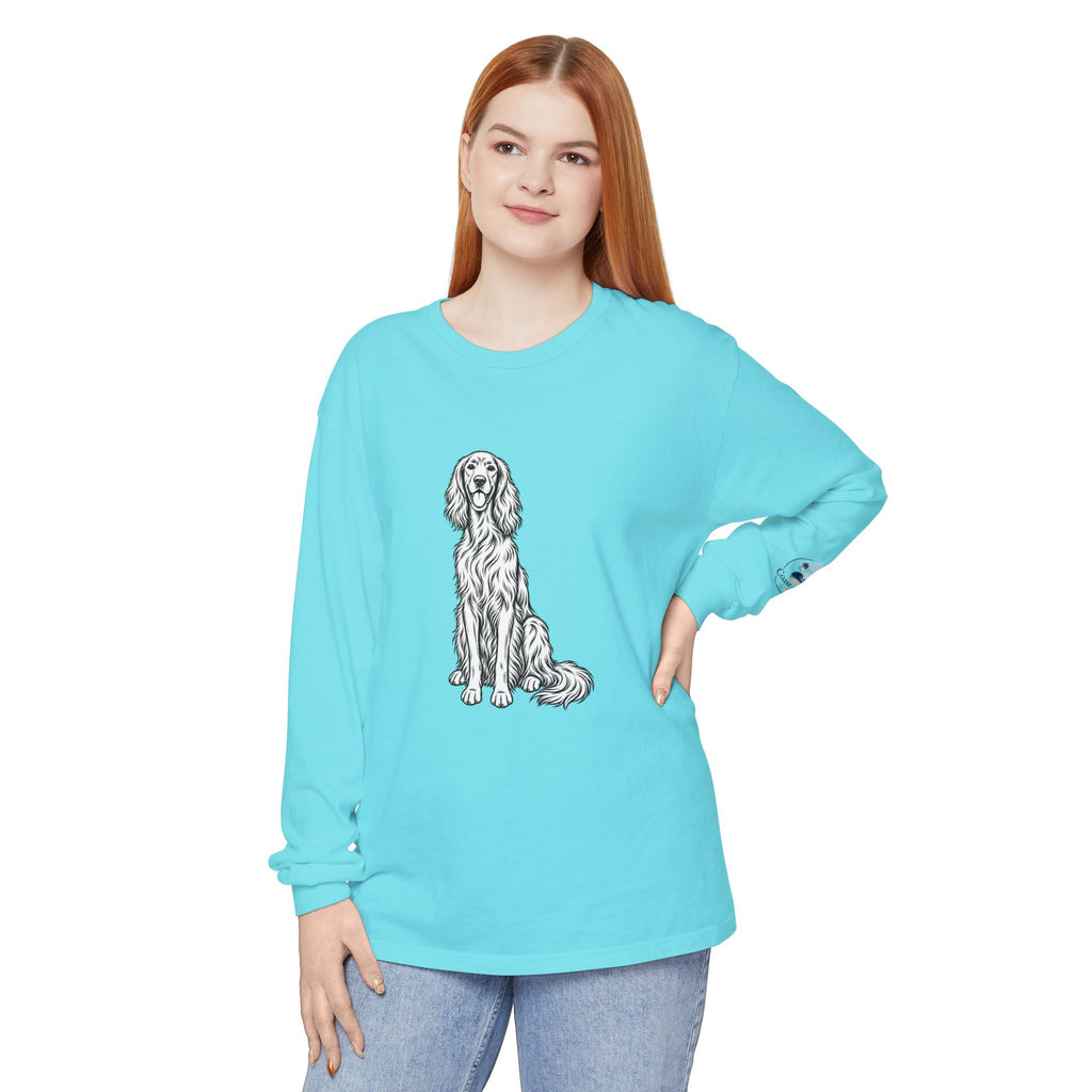 Irish Setter Unisex Long-Sleeve Tee with Coast & Paws logo on sleeve