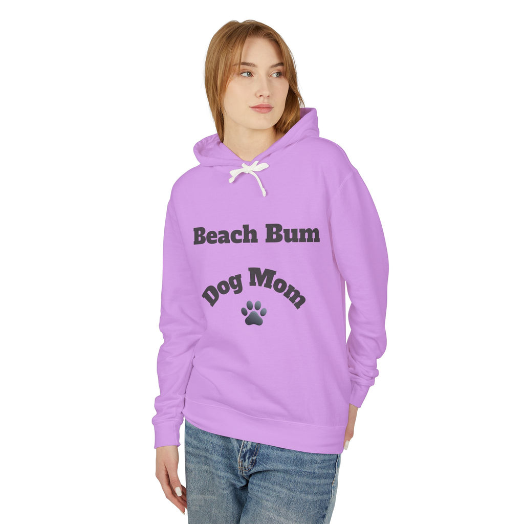 Beach Bum Dog Mom Hoodie — Paw Print Lightweight Comfort Colors Hooded Sweatshirt