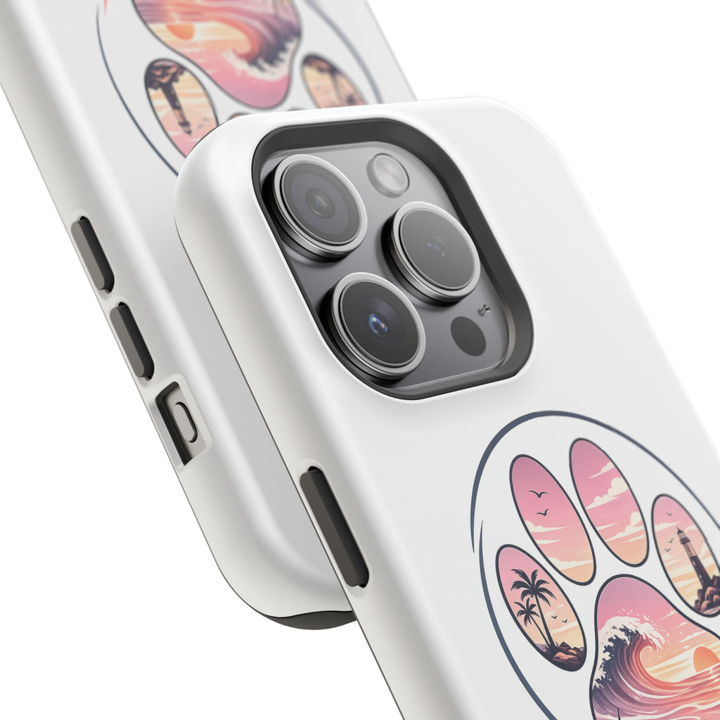 Beach Paw Phone Case — Impact-Resistant Tropical Paw Print iPhone Cover