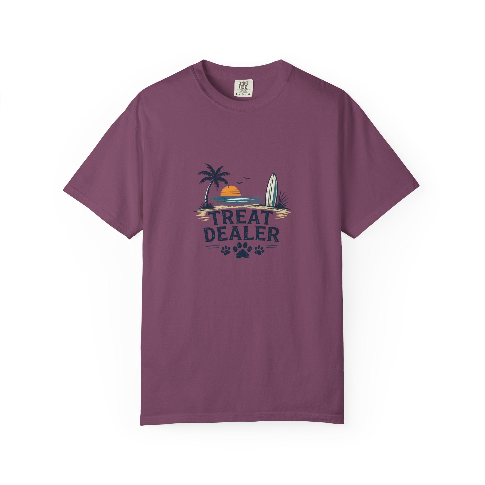 Treat Dealer Beach T-Shirt — Cute Dog Paw Surf Graphic
