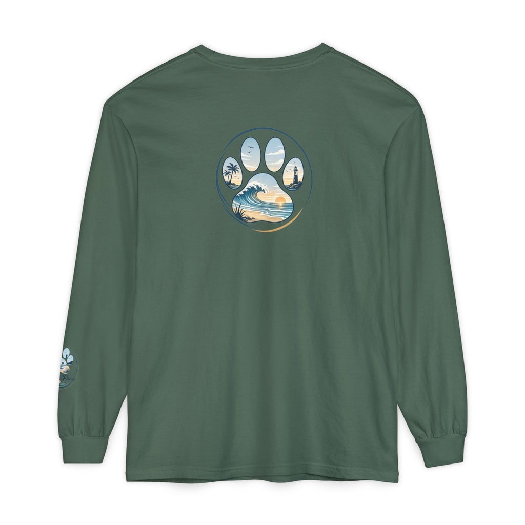Coast & Paws Signature Soft Long Sleeve Tee — Coastal Paw Wave Graphic