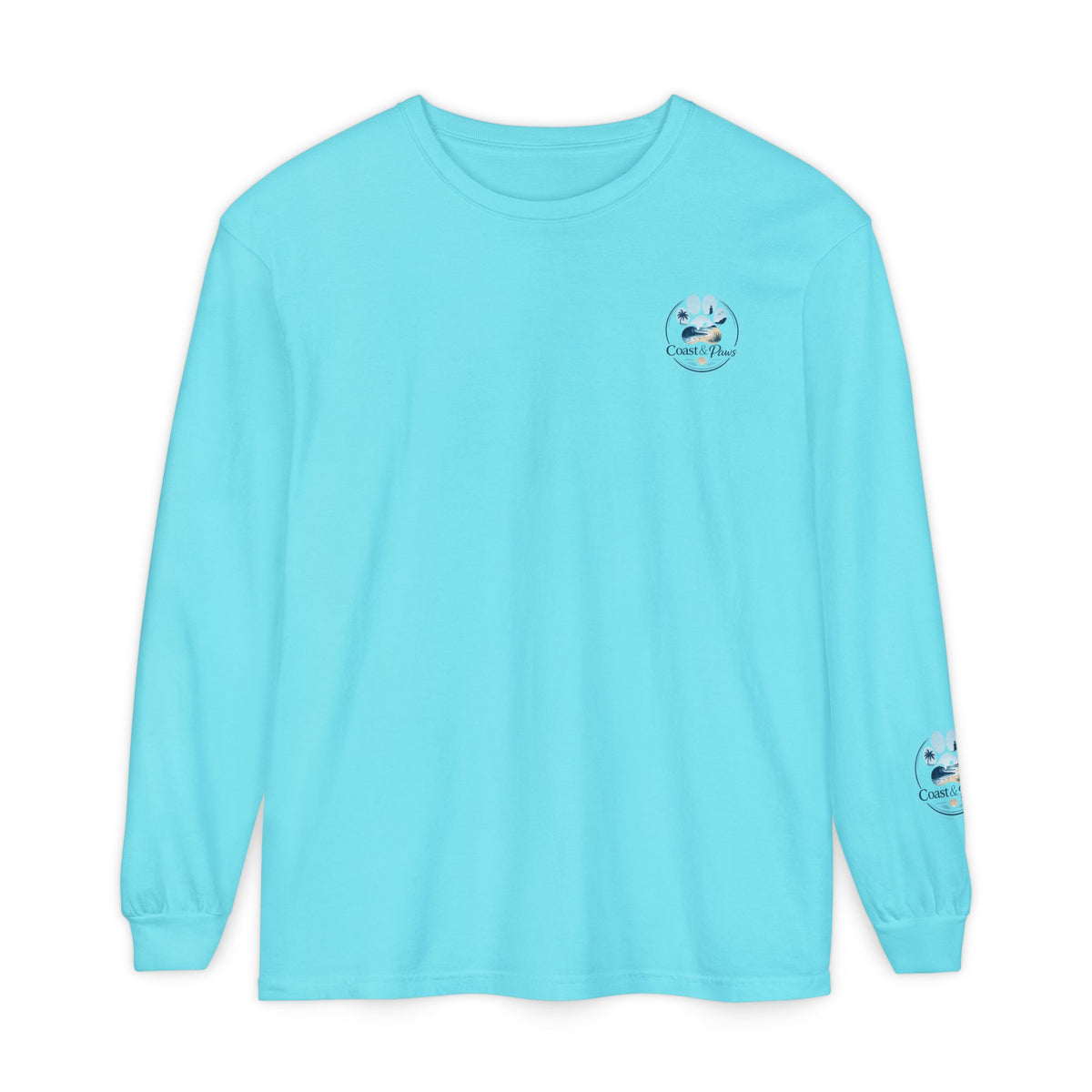 Coast & Paws Signature Soft Long Sleeve Tee — Coastal Paw Wave Graphic
