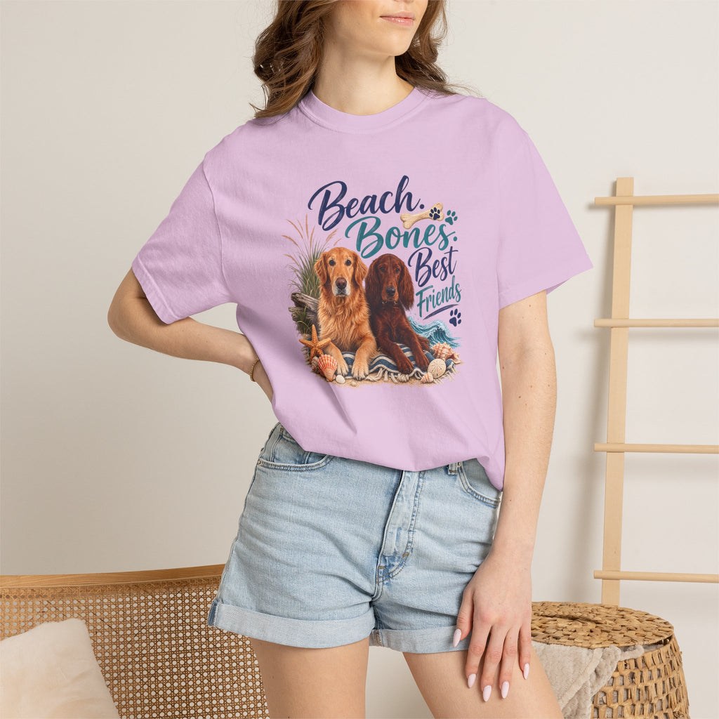 Beach Bones Best Friends Unisex Soft T-Shirt — Dog Lover Beach Tee