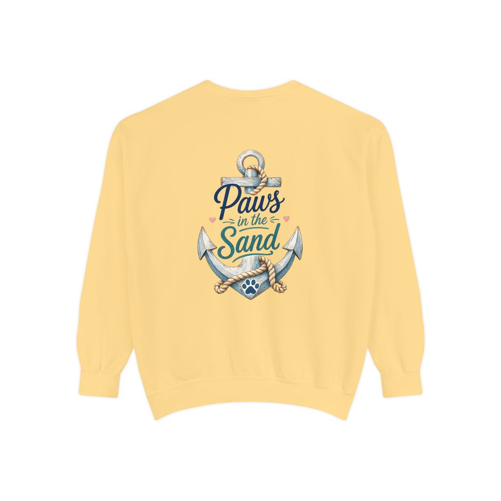 Paws in the Sand Sweatshirt | Anchor Paw Print Nautical Beach Design