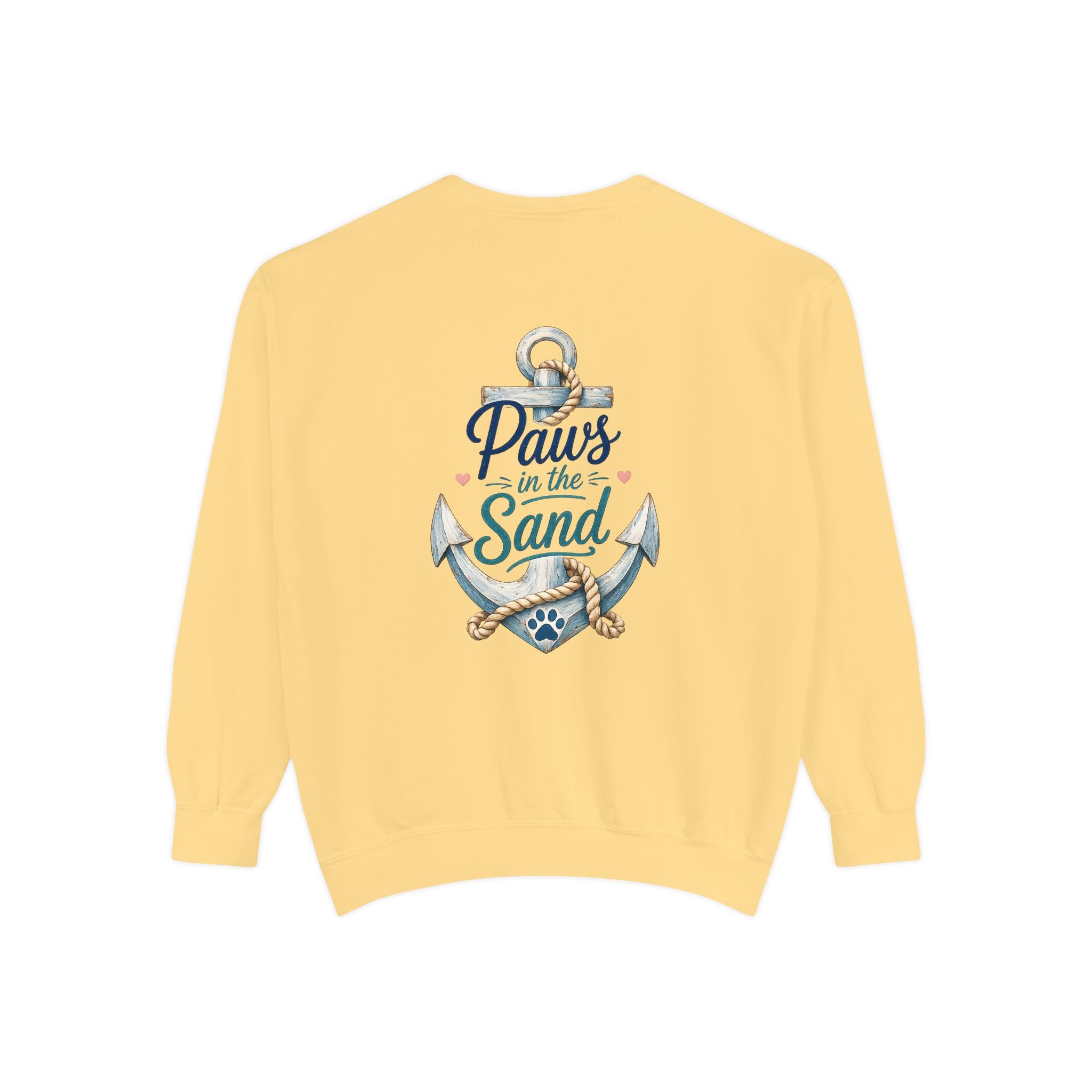 Paws in the Sand Sweatshirt | Anchor Paw Print Nautical Beach Design