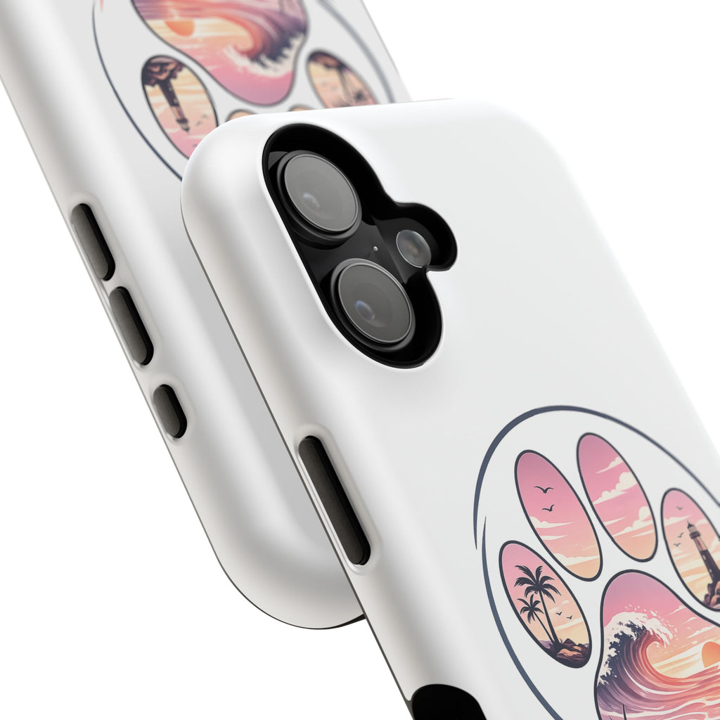Beach Paw Phone Case — Impact-Resistant Tropical Paw Print iPhone Cover