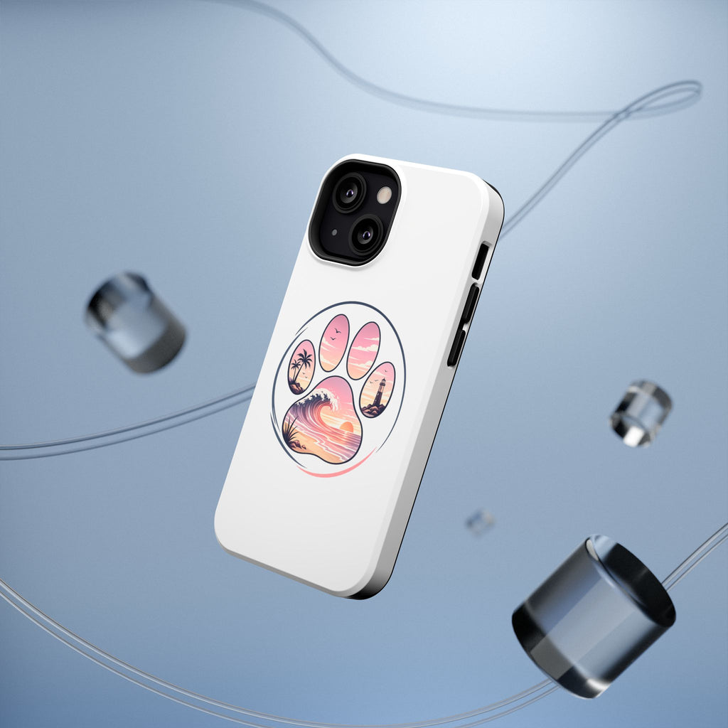Beach Paw Phone Case — Impact-Resistant Tropical Paw Print iPhone Cover