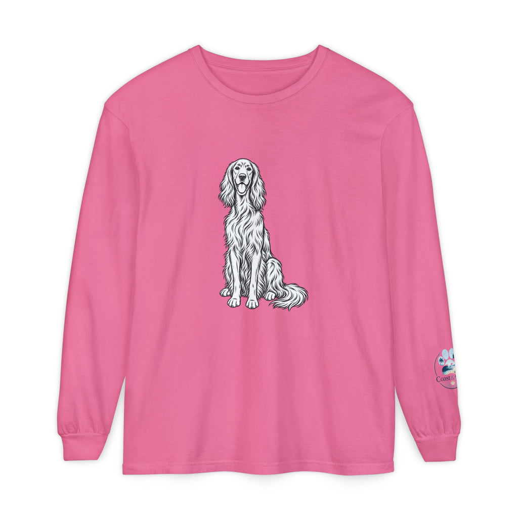 Irish Setter Unisex Long-Sleeve Tee with Coast & Paws logo on sleeve