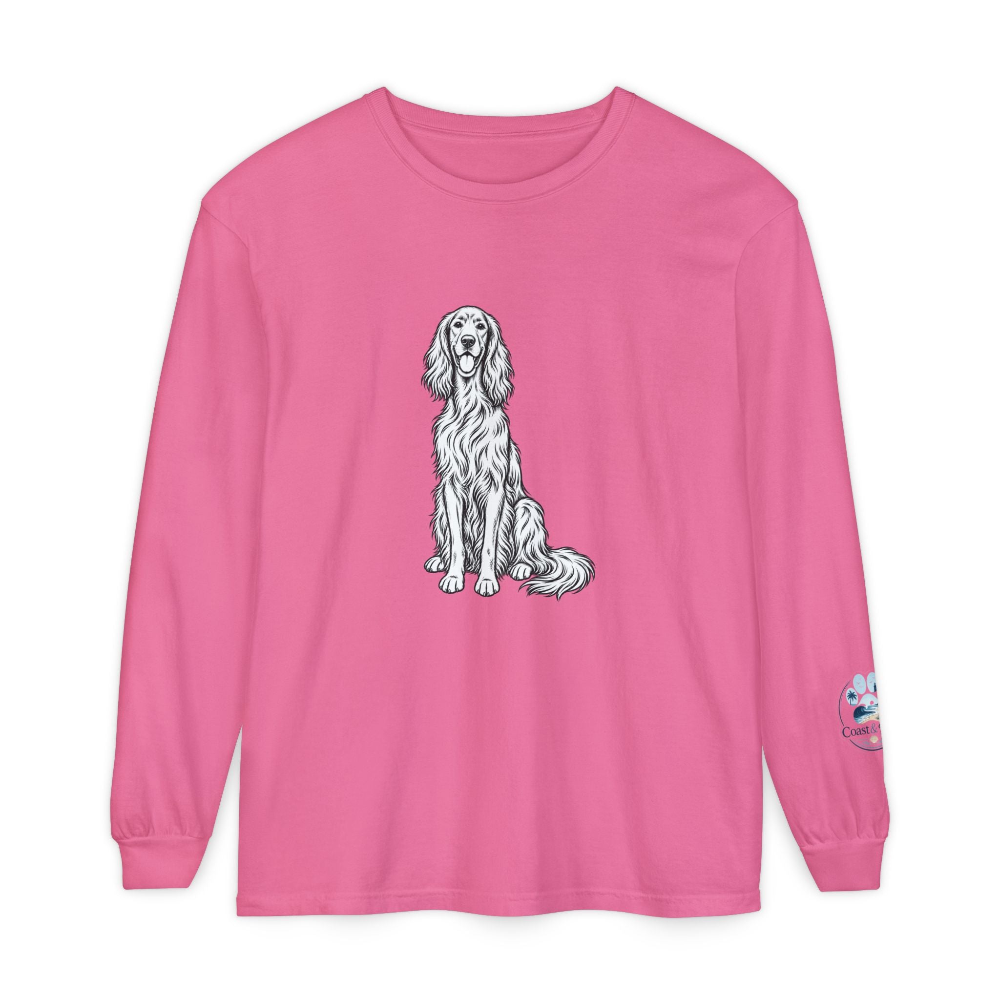 Irish Setter Unisex Long-Sleeve Tee with Coast & Paws logo on sleeve