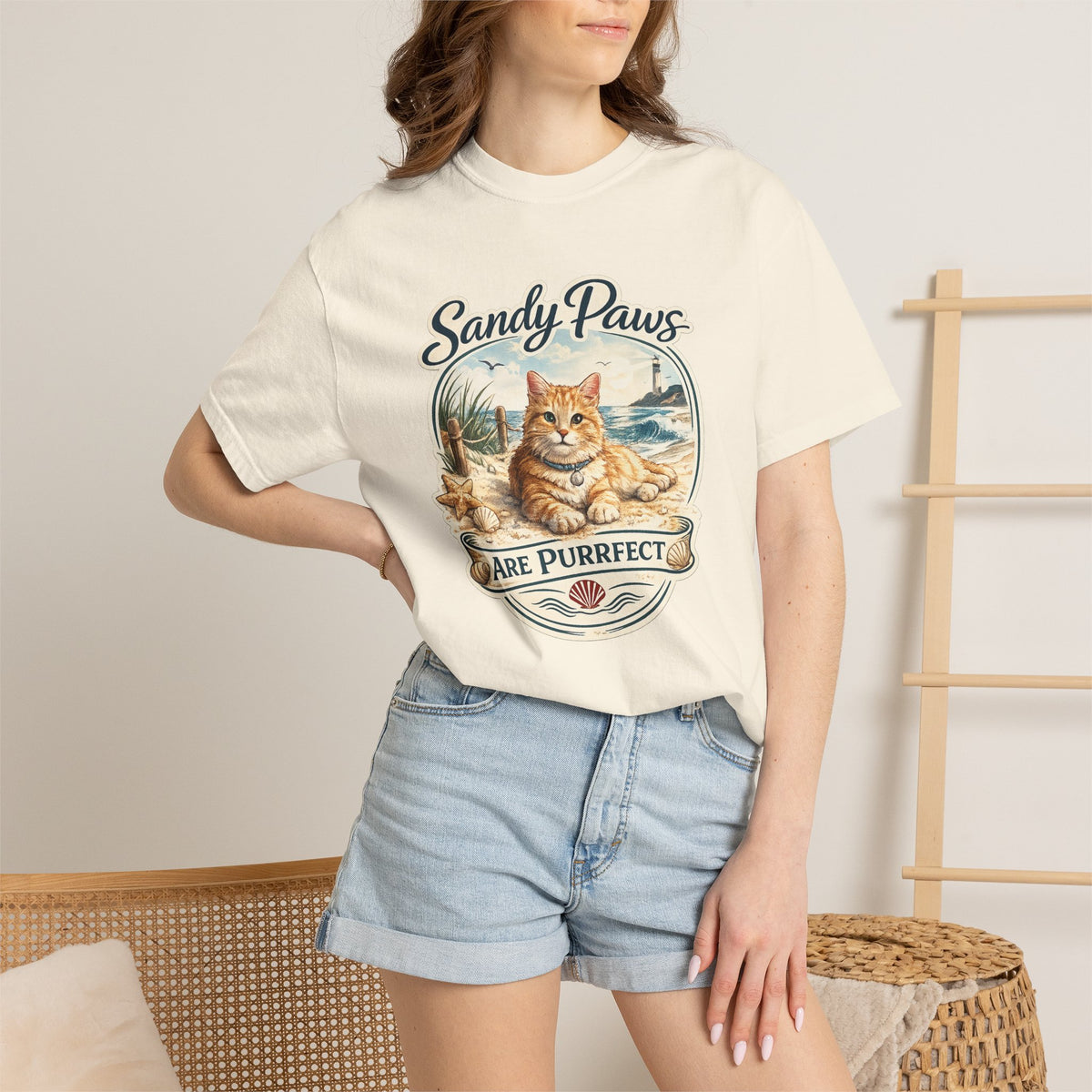 Sandy Paws Are Purrfect Beach Cat T-Shirt