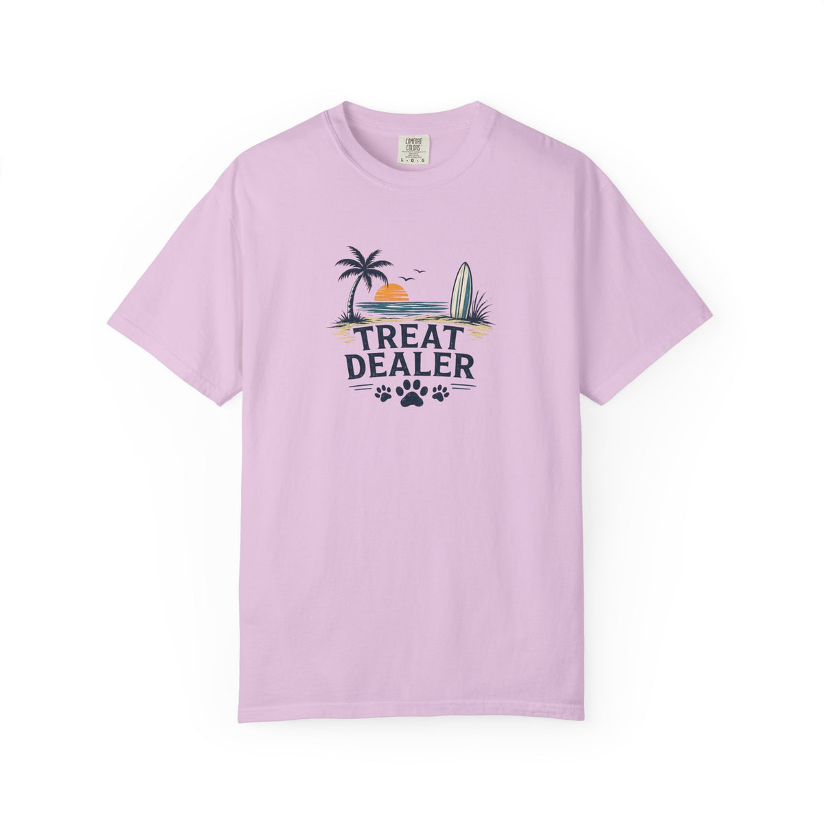 Treat Dealer Beach T-Shirt — Cute Dog Paw Surf Graphic