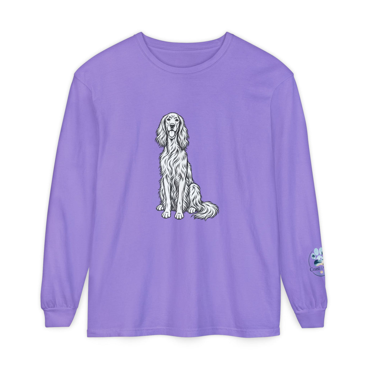 Irish Setter Unisex Long-Sleeve Tee with Coast & Paws logo on sleeve