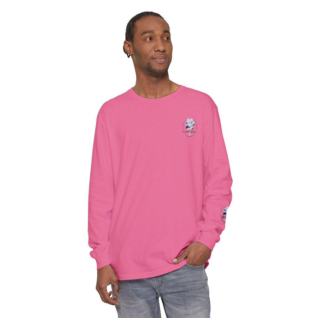Coast & Paws Signature Soft Long Sleeve Tee — Coastal Paw Wave Graphic
