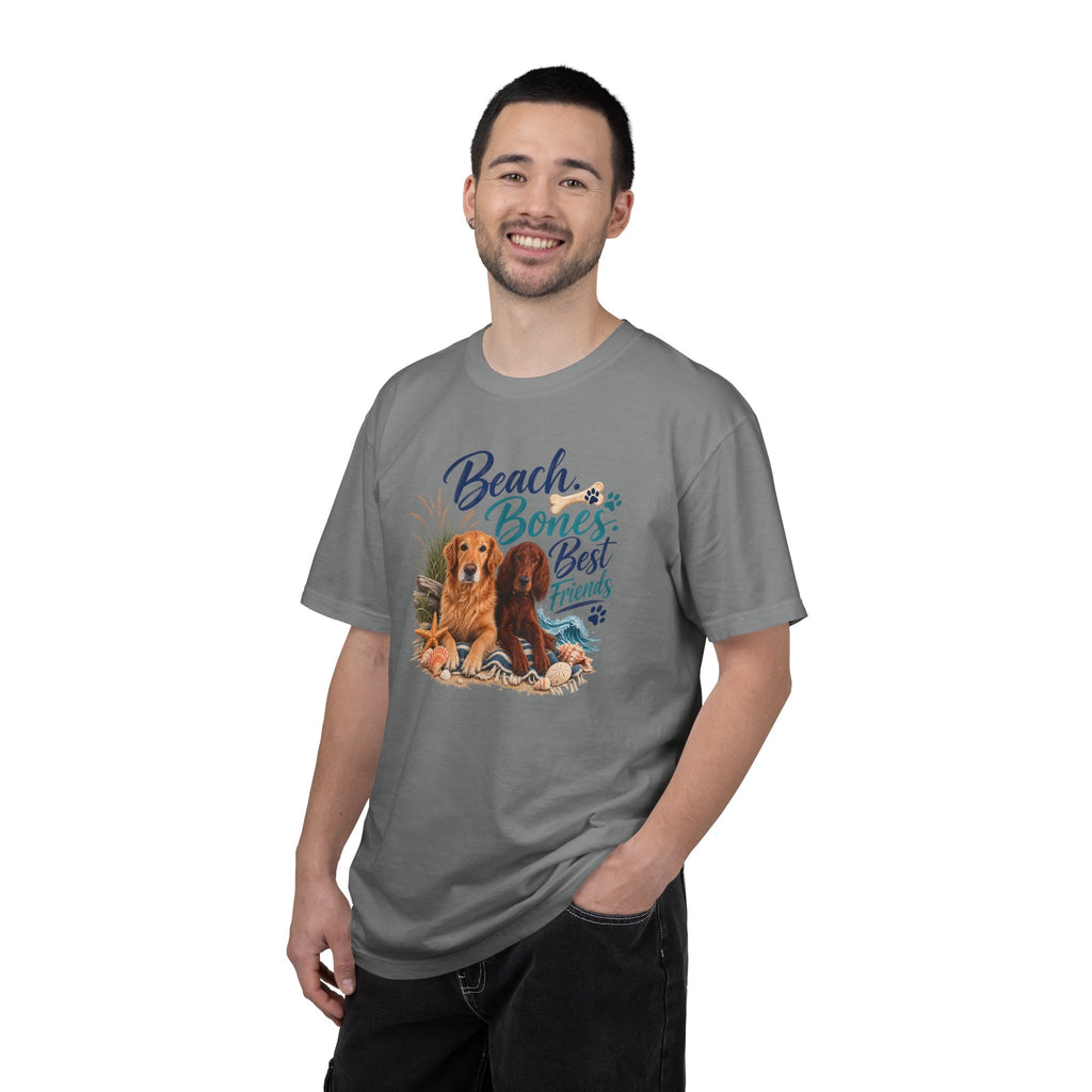Beach Bones Best Friends Unisex Soft T-Shirt — Dog Lover Beach Tee