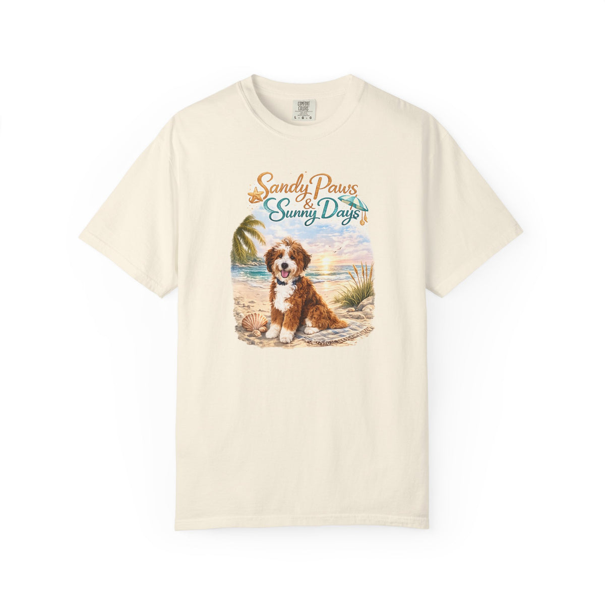 Sandy Paws Sunny Days T-Shirt — Unisex Comfort Colors Graphic Tee