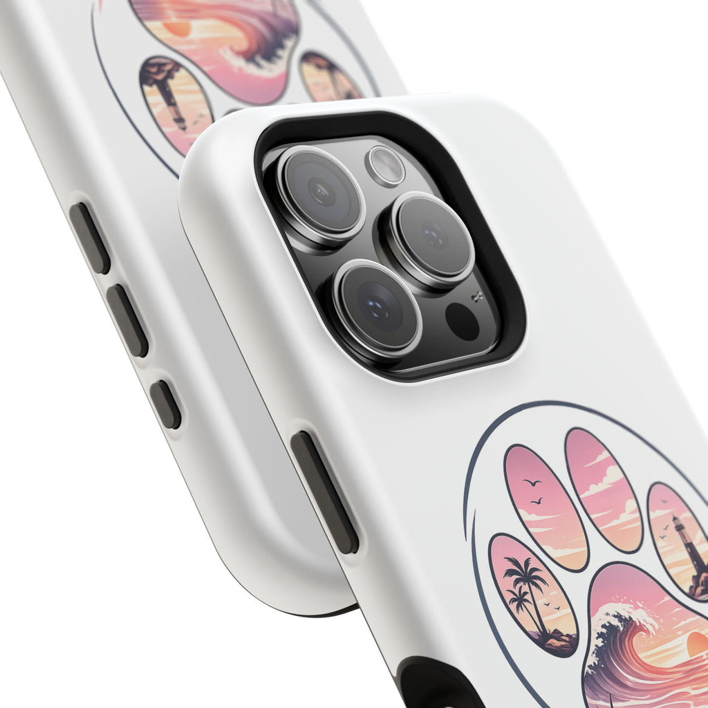 Beach Paw Phone Case — Impact-Resistant Tropical Paw Print iPhone Cover