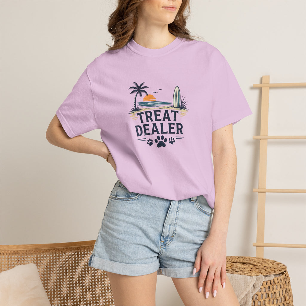 Treat Dealer Beach T-Shirt — Cute Dog Paw Surf Graphic