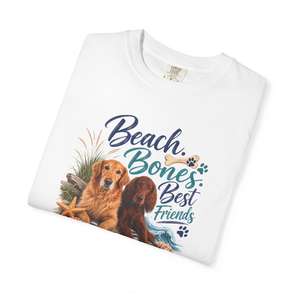 Beach Bones Best Friends Unisex Soft T-Shirt — Dog Lover Beach Tee