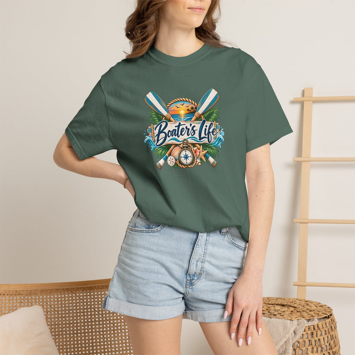 Boater's Life T-Shirt — Nautical Oars & Compass Beach Tee