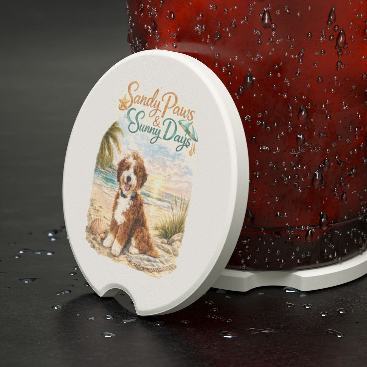 Bernedoodle Soapstone Car Coaster – Sandy Paws Sunny Days