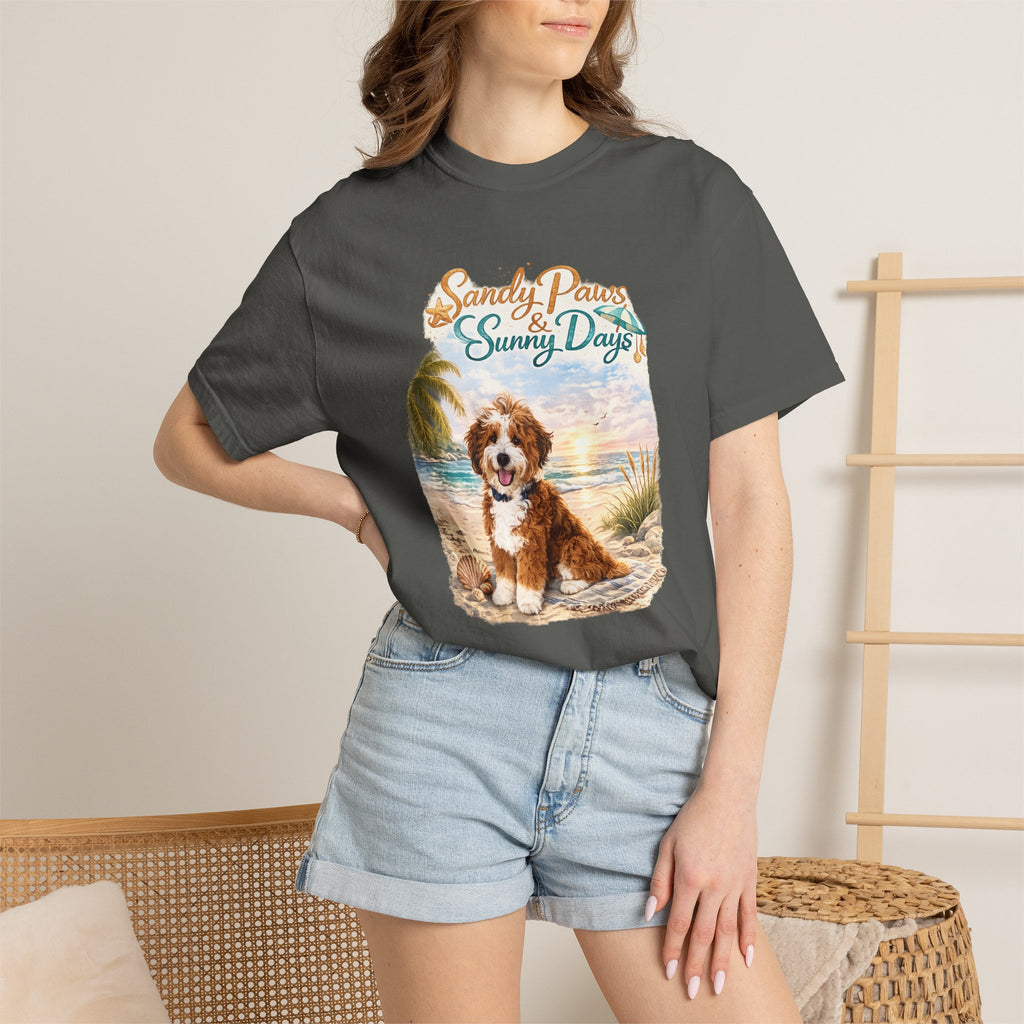 Sandy Paws Sunny Days T-Shirt — Unisex Comfort Colors Graphic Tee
