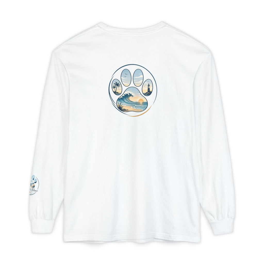 Coast & Paws Signature Soft Long Sleeve Tee — Coastal Paw Wave Graphic