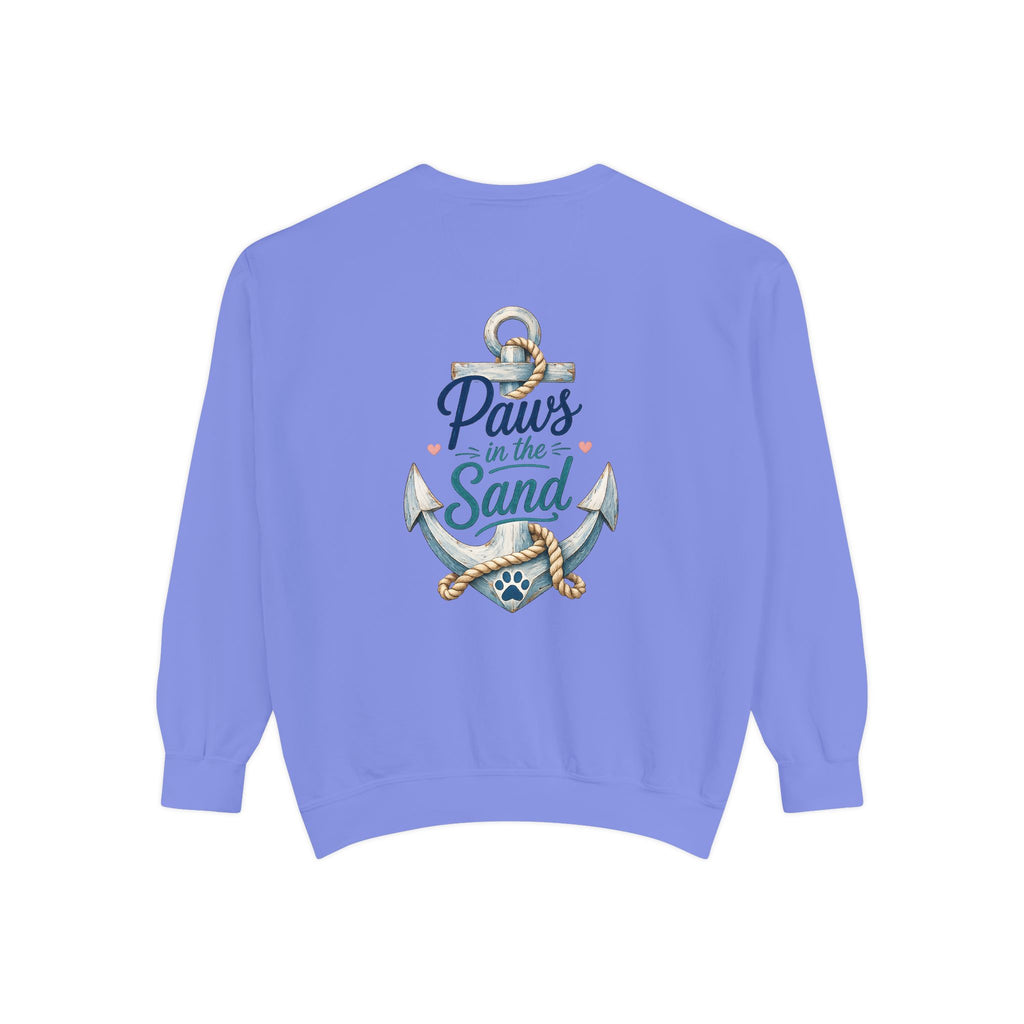 Paws in the Sand Sweatshirt | Anchor Paw Print Nautical Beach Design