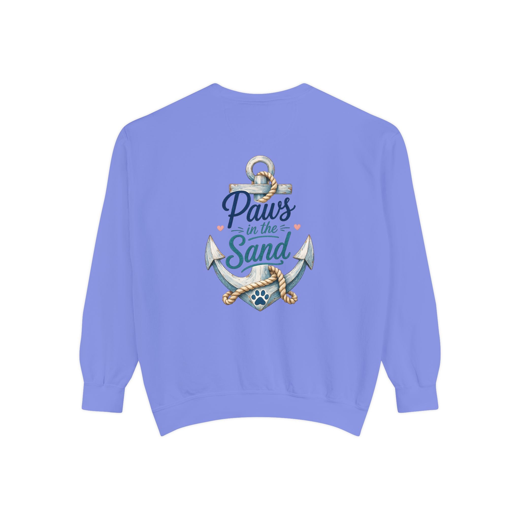Paws in the Sand Sweatshirt | Anchor Paw Print Nautical Beach Design