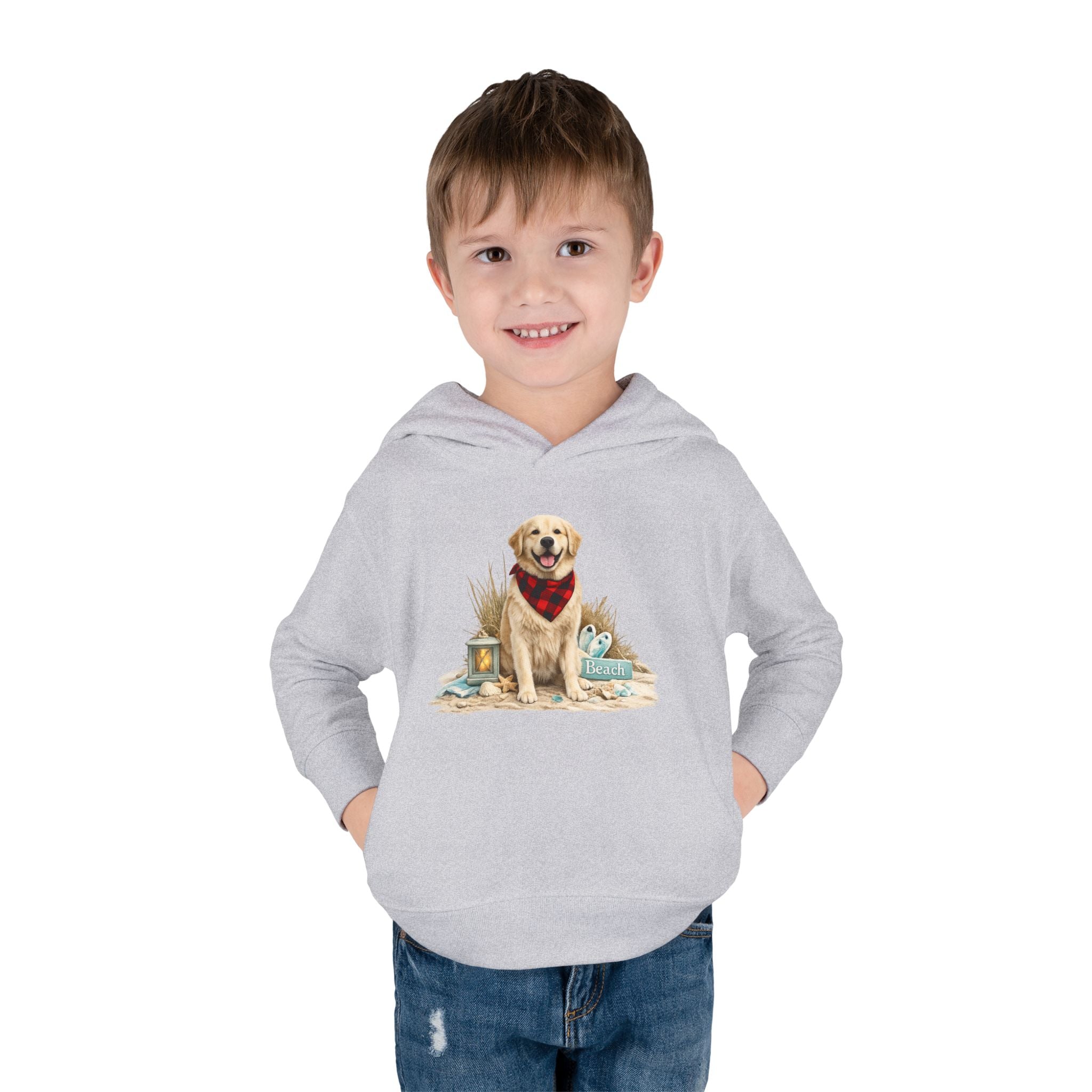 Toddler Hoodie — Golden Retriever with Bandana Graphic