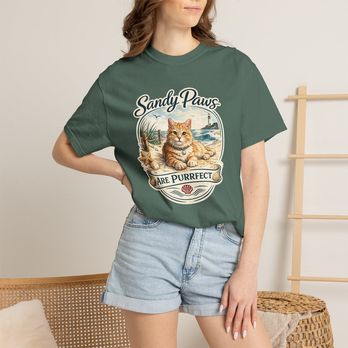 Sandy Paws Are Purrfect Beach Cat T-Shirt