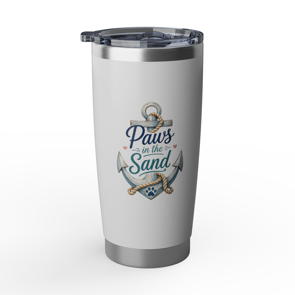 Paws & Sand 20oz Travel Tumbler — Nautical Anchor Dog Paw Insulated Cup