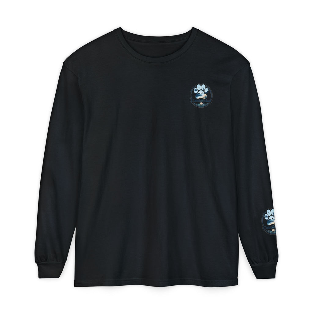 Coast & Paws Signature Soft Long Sleeve Tee — Coastal Paw Wave Graphic