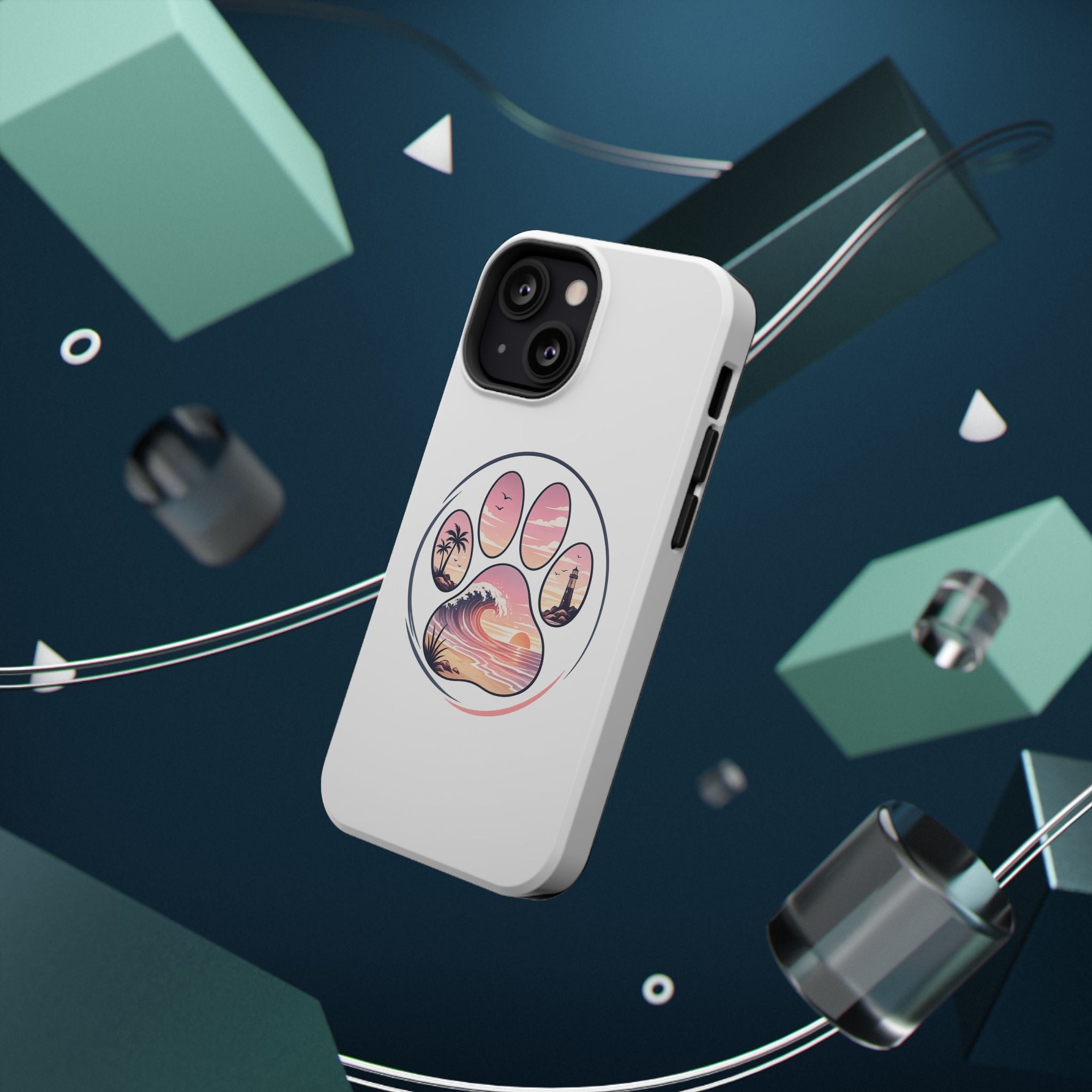 Beach Paw Phone Case — Impact-Resistant Tropical Paw Print iPhone Cover