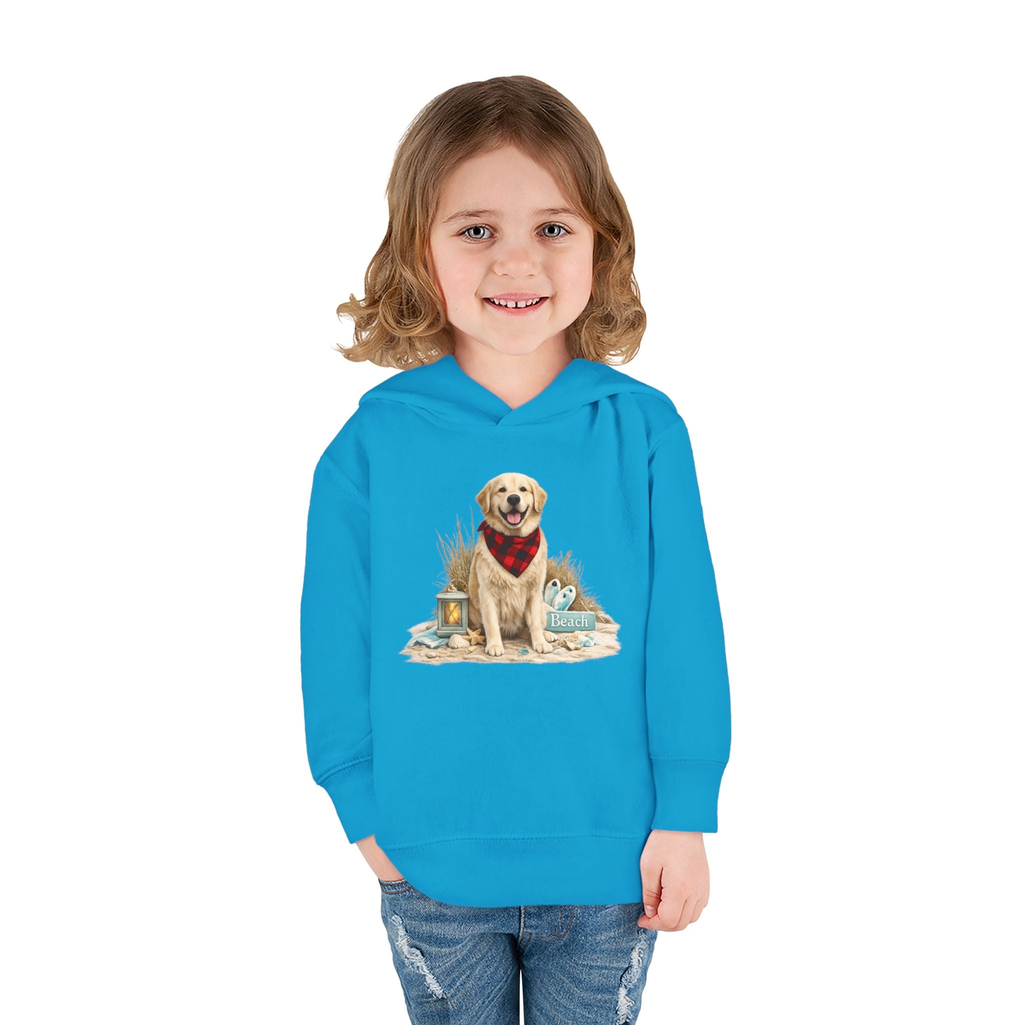 Toddler Hoodie — Golden Retriever with Bandana Graphic