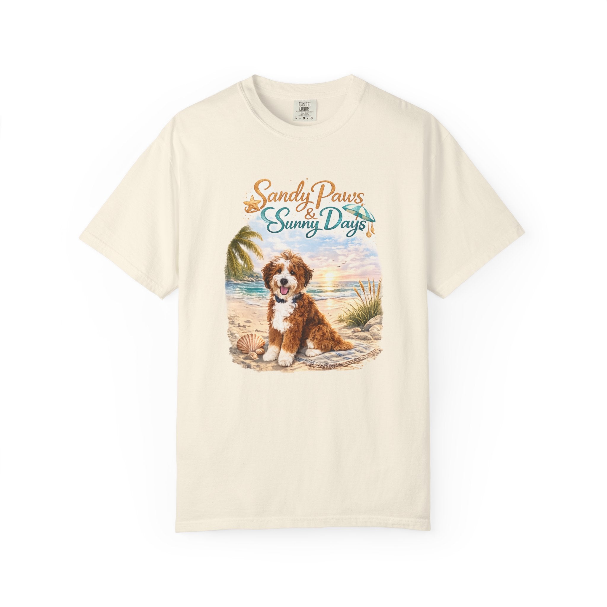 Sandy Paws Sunny Days T-Shirt — Unisex Comfort Colors Graphic Tee