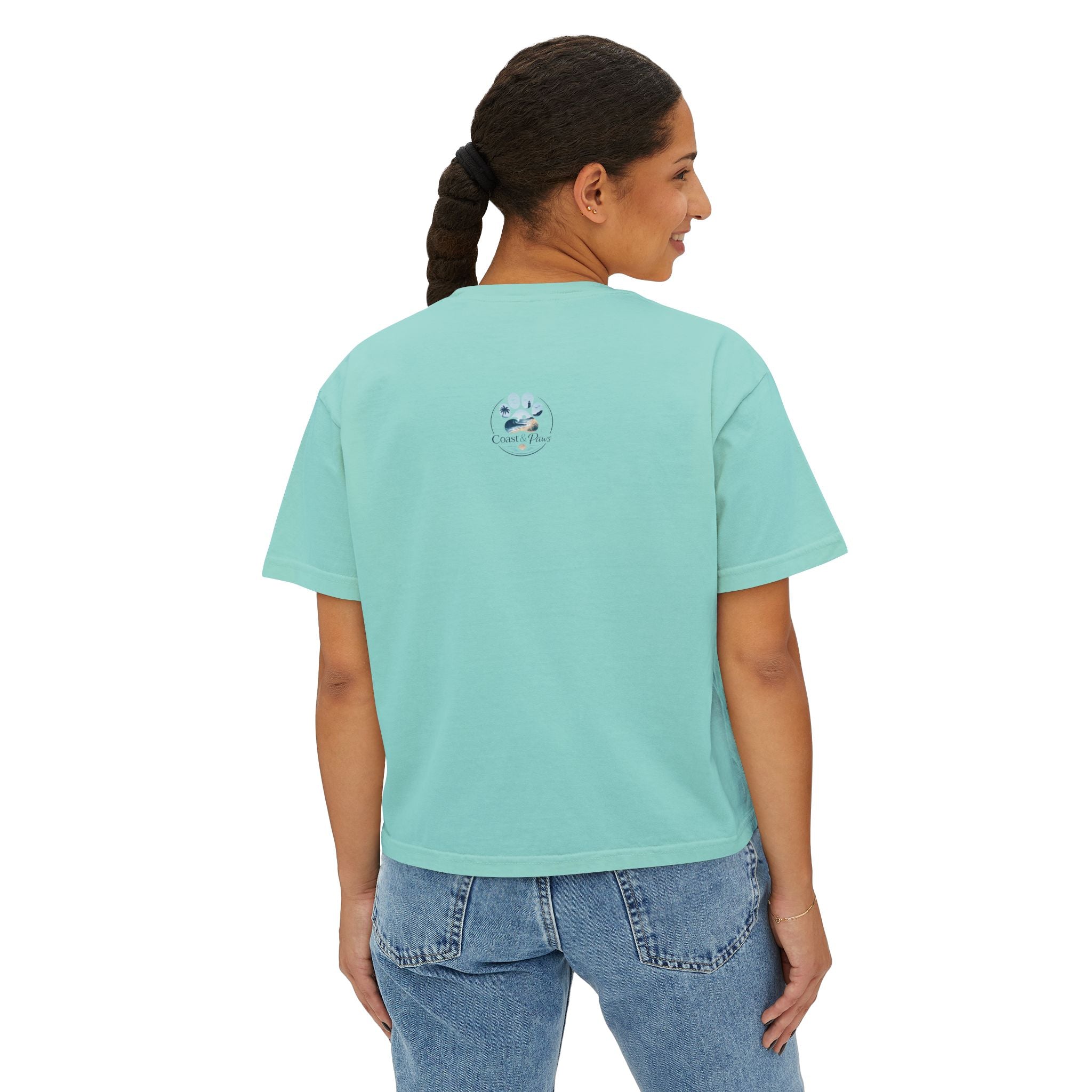 Love Has Paws Boxy Tee — Women’s Cute Cat & Dog Paw Comfort Colors Graphic Shirt